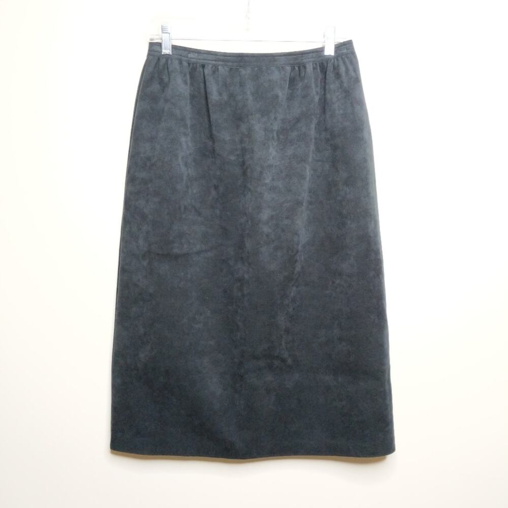 VTG Ultrasuede Black Skirt Midi Union Made Pockets 14